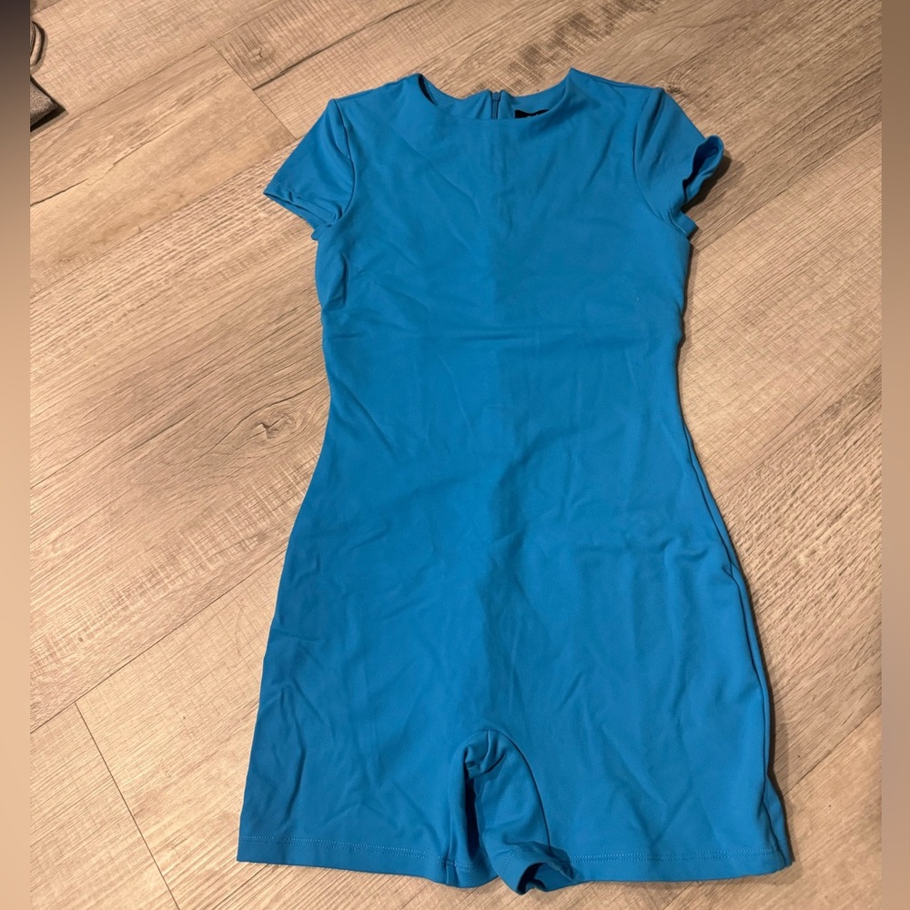 Blue tight athletic romper